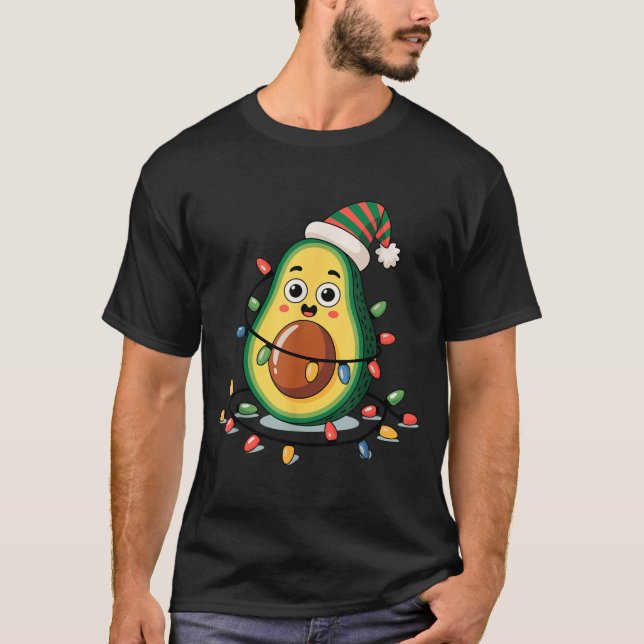 Lighting Avocado Ugly Christmas Sweater Guacamole  T Shirt (Framsida)
