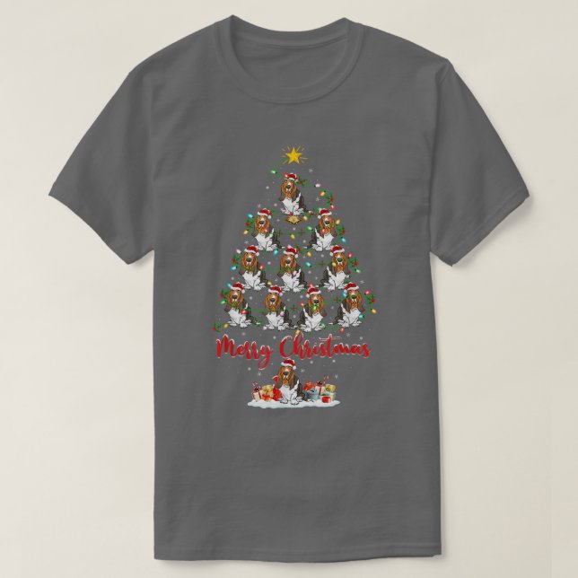 Lighting Julafton Matching Santa Basset Hound Chri T Shirt (Design framsida)