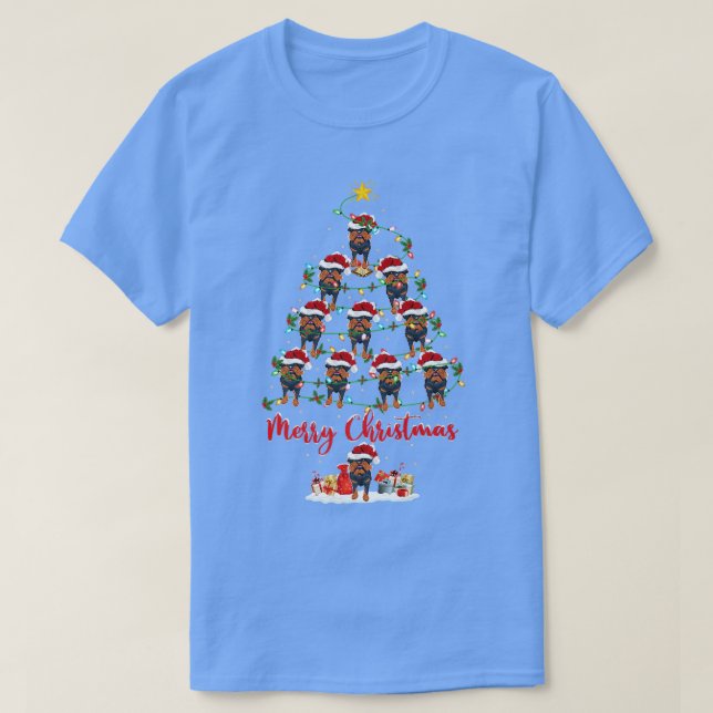 Lighting Julafton Matching Santa Brussels Griffon  T Shirt (Design framsida)