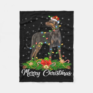 Lighting Julafton Matching Santa Hat Doberman Pins Fleecefilt