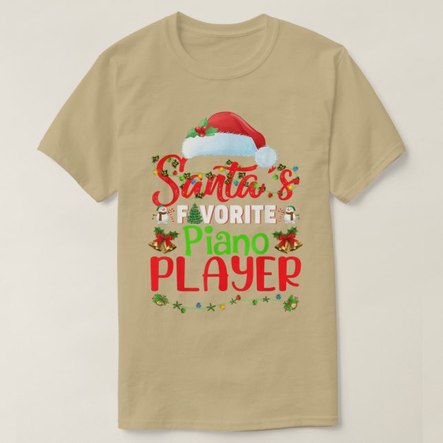Lighting Julafton Santas Favorite Piano Player Chr T Shirt (Design framsida)