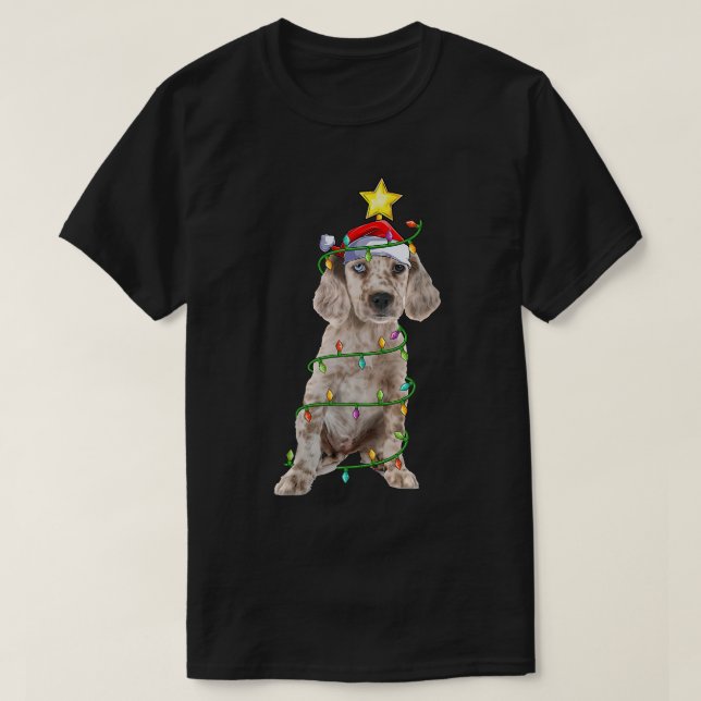 Lighting Julafton Träd Matching Santa English Sett T Shirt (Design framsida)