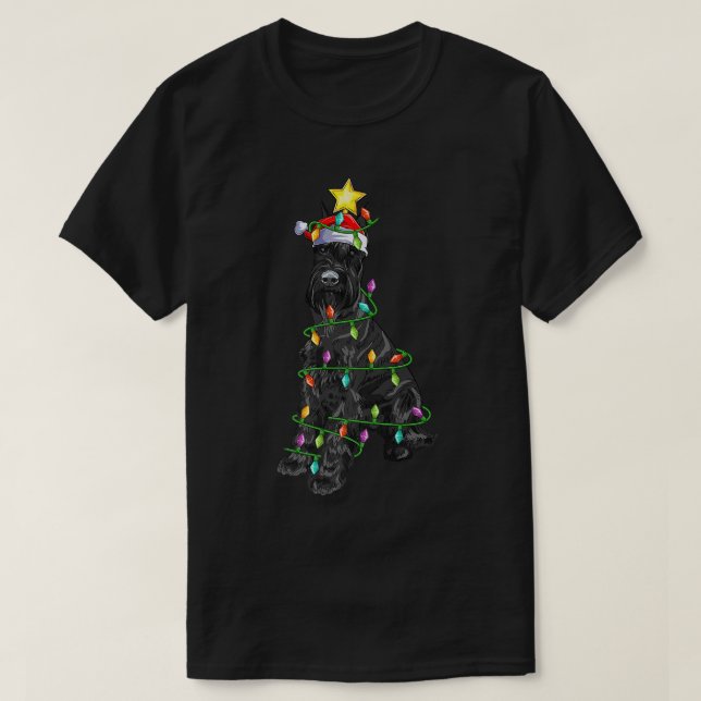 Lighting Julafton Träd Matching Santa Giant Schnau T Shirt (Design framsida)