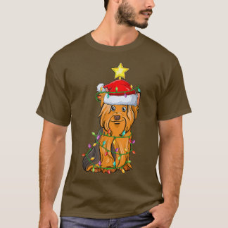 Lighting Julafton Träd Matching Yorkshire Terrier  T Shirt