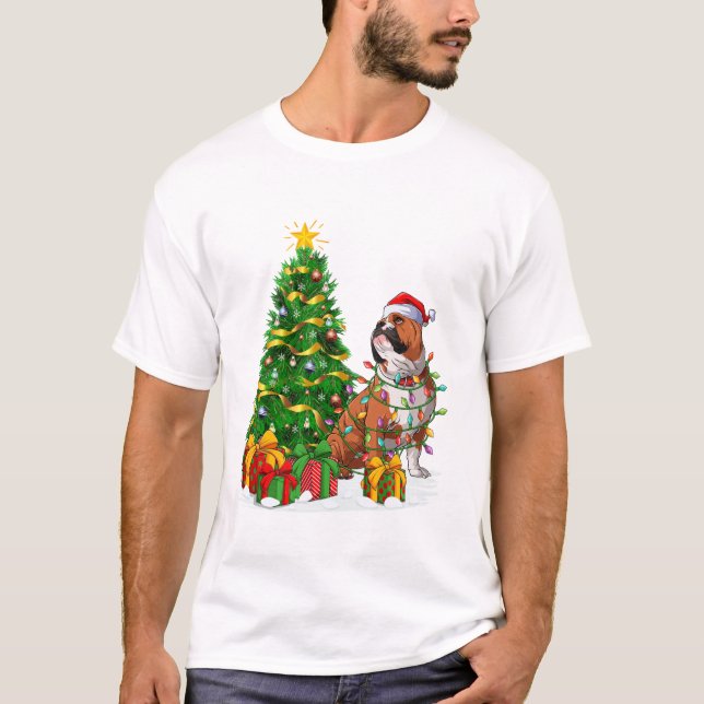 Lighting Santa English Bulldog T Shirt (Framsida)