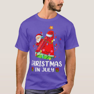 Lighting Santa Watermelon Julafton Träd, sommarjul T Shirt