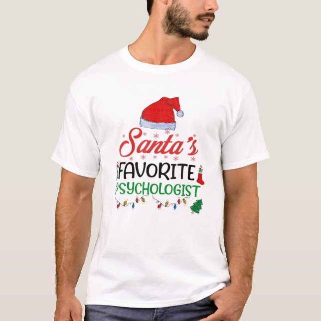 Lighting Xmas Santa's-Favorite Psychologist Christ T Shirt (Framsida)