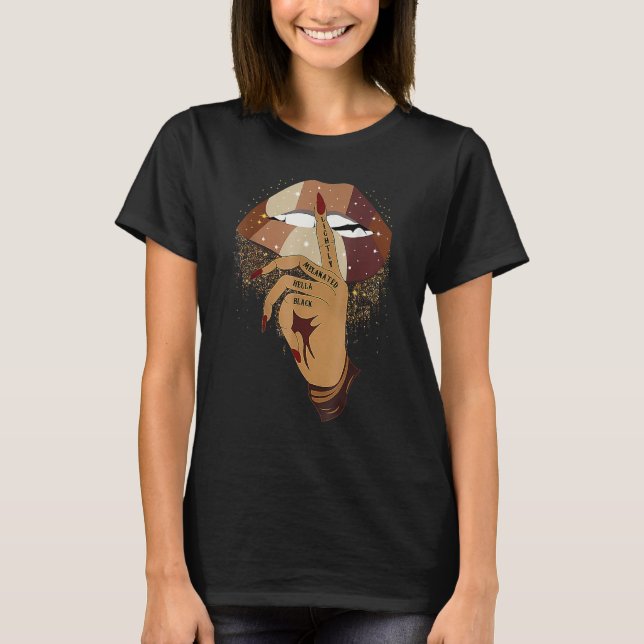 Lightly Melanated Hella Black Afro Queen African A T Shirt (Framsida)
