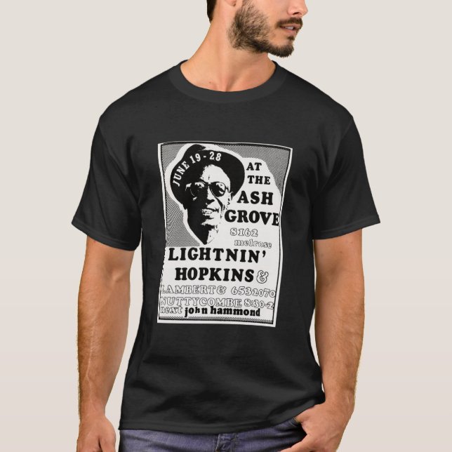 Lightnin Hopkins, legendariska amerikanska land bl T Shirt (Framsida)