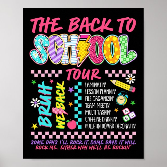 Lightning Bolt Abcd Back To School Tour Bruh We Ba Poster (Framsidan)