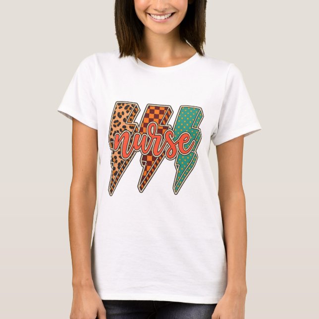 Lightning bolt nurse｜fall nurse png｜checkered nurs t shirt (Framsida)