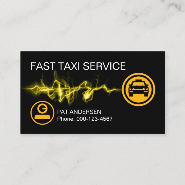 Lightning Fast Taxi Service Driving Visitkort (Framsida)