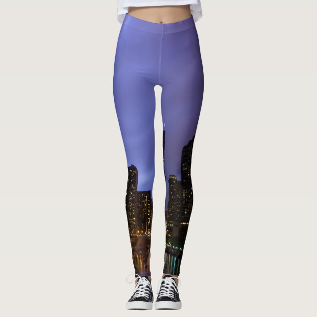 Lightning Over Chicago River Leggings (Framsida)
