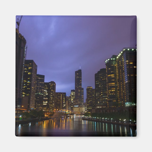 Lightning Over Chicago River Magnet (Framsidan)