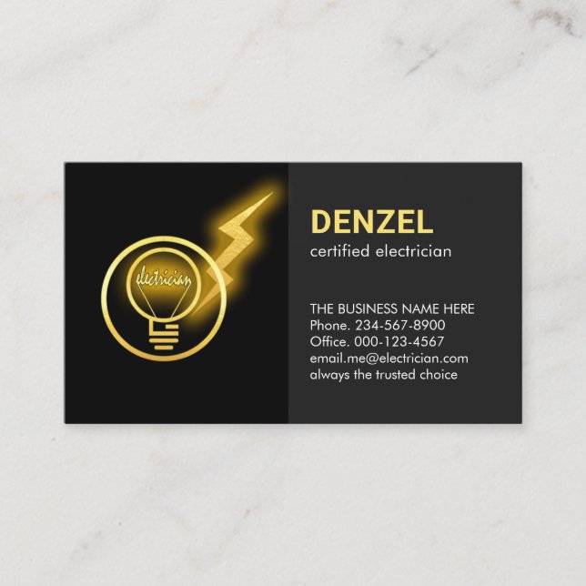 Lightning Powers Electrician Lightbulb Visitkort (Framsida)