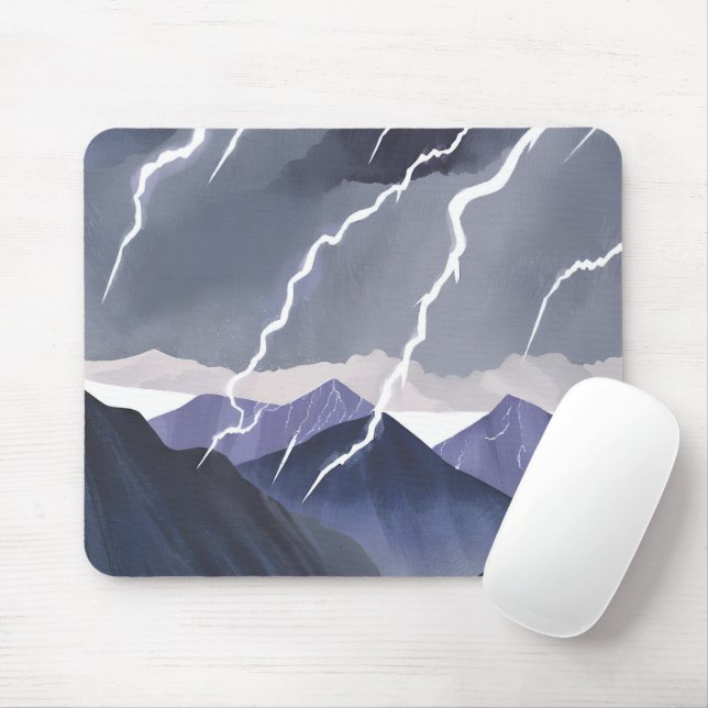 Lightning Storm | Watercolor Dark Mountains Musmatta (Med mus)