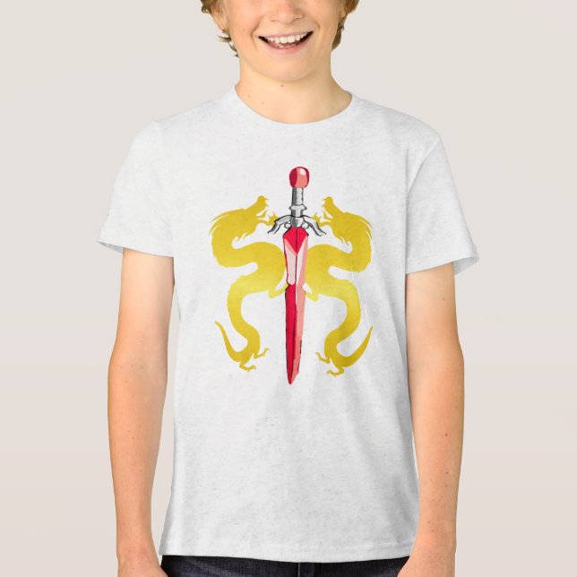 Lightning Yellow Dragon Emblem T Shirt (Framsida)