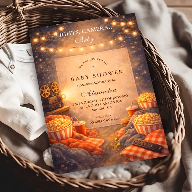 Lights Camera Baby Shower Inbjudningar (Skapare uppladdad)
