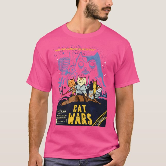 Lightsaber Cat Krig T Shirt (Framsida)