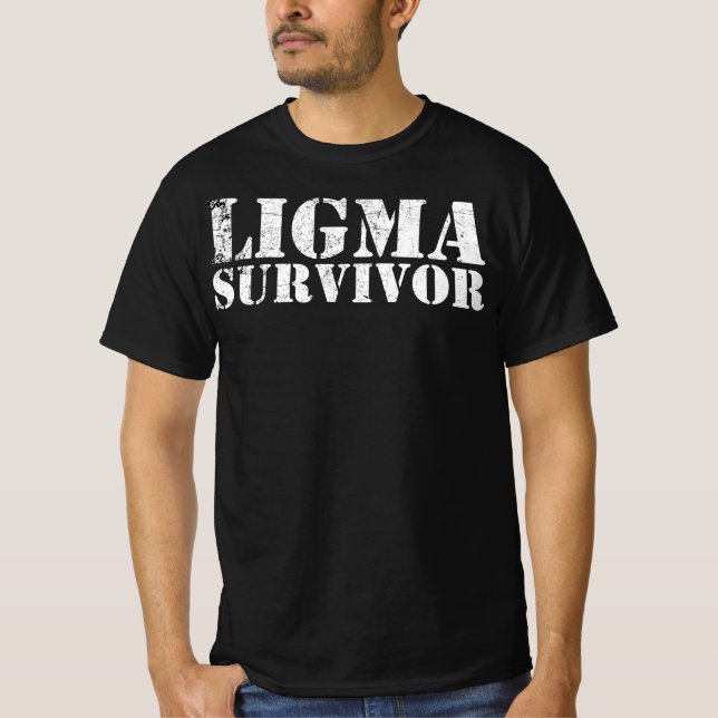 Ligma Survivor - Dank Meme Red Box Logotyp T Shirt (Framsida)