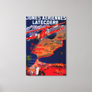 Lignes Aeriennes Latecoere vintage affisch Canvastryck