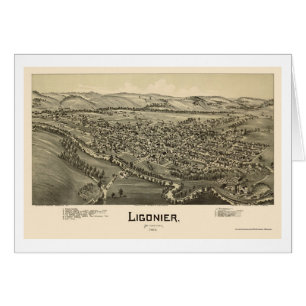 Ligonier panorama- karta för PA - 1900 Hälsningskort