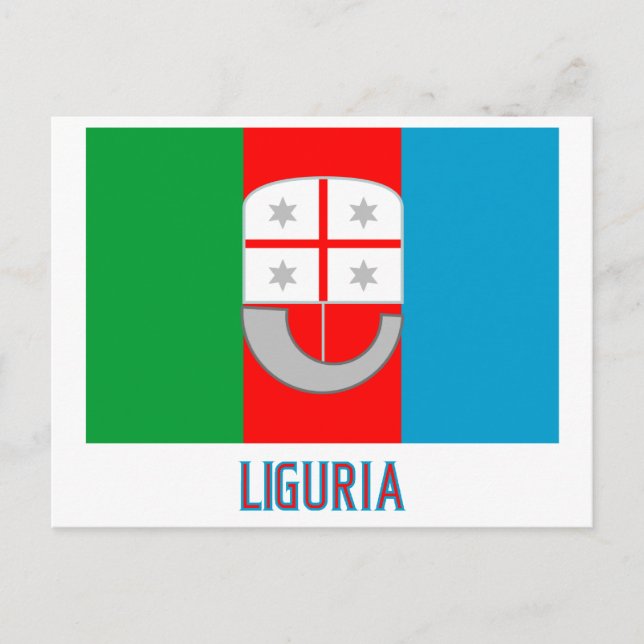 Liguria flagga med namn vykort (Framsida)