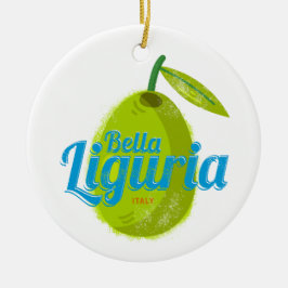 Liguria Retro Olive Italy Vintage Holiday Souvenir Julgransprydnad Keramik