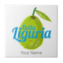 Liguria Retro Olive Italy Vintage Holiday Souvenir Kakelplatta