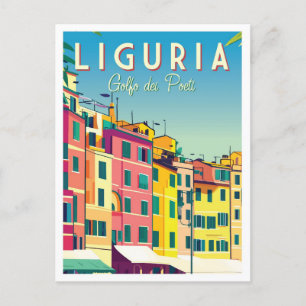 Ligurien Italien Artwork Travel Ställe Illustratio Vykort