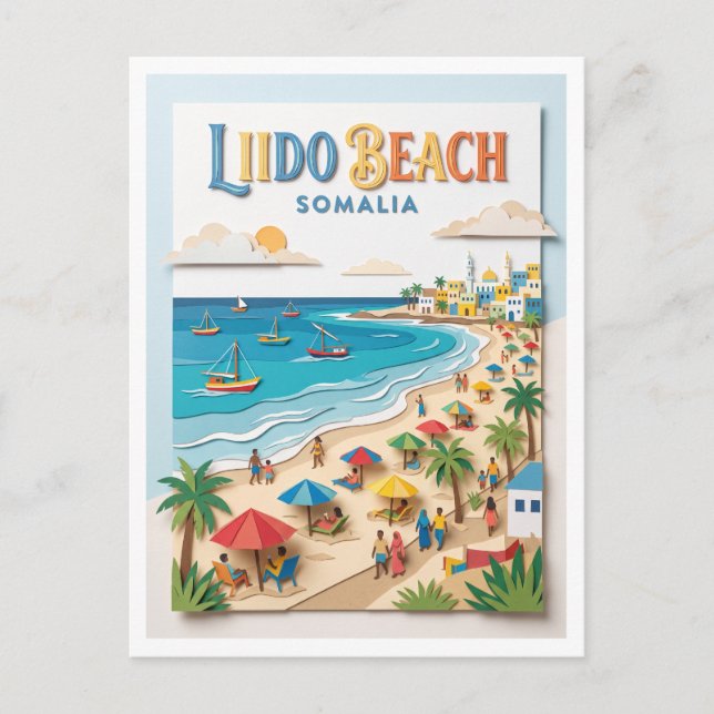Liido Beach Mogadishu Somalia Vykort (Framsida)