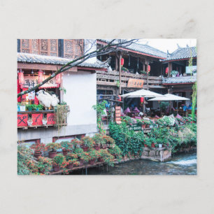 Lijiang, China, gammalt stadskort Vykort