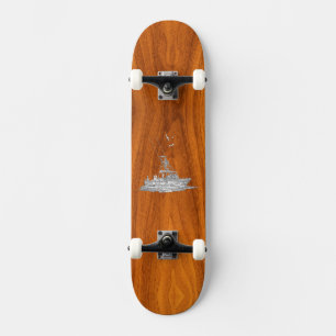 Lik fiskebåt för krom på Teakträdekor Skateboard Bräda 21,5 Cm