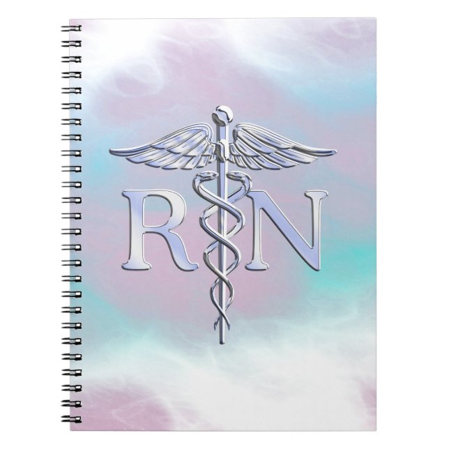 Lik RN-Caduceus för krom i morpärlastil Anteckningsbok Med Spiral (Framsidan)