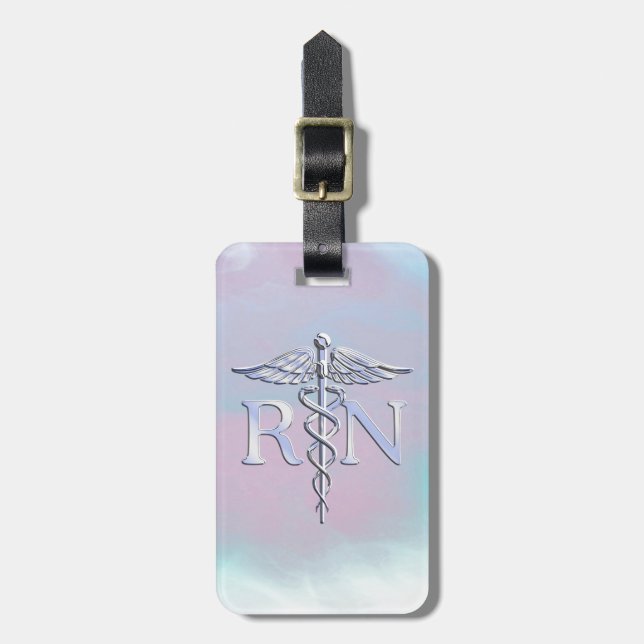 Lik RN-Caduceus för krom i morpärlastil Bagagebricka (Vertikal Framsida)