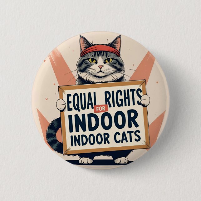 Lika Höger för inomhuskatter - Protest Cat Button Knapp (Framsida)