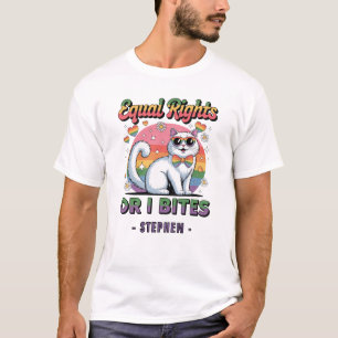Lika Höger - LGBTQ-Pridet för Ljuda Cute White Cat T Shirt