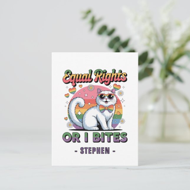 Lika Höger - LGBTQ-Pridet för Ljuda Cute White Cat Vykort (Stående Fram)