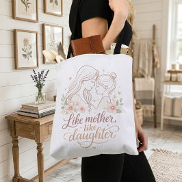 Lika Mor Som Dotter - Minimalistisk Blommig Målnin Tygkasse