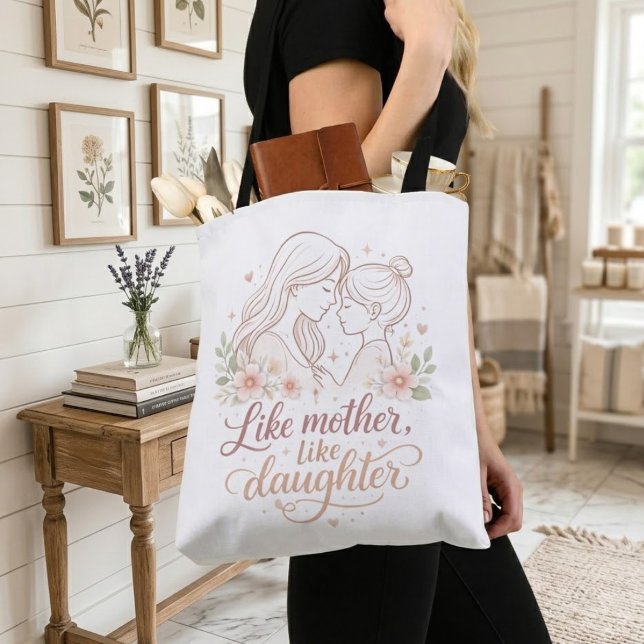 Lika Mor Som Dotter - Minimalistisk Blommig Moth Tygkasse (Skapare uppladdad)