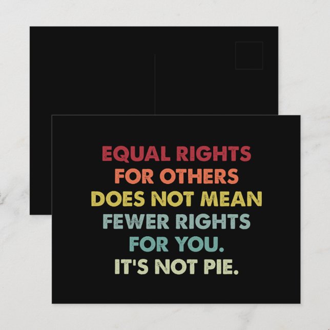Lika rättigheter för andra betyder inte färre rätt vykort (Fram/baksida)