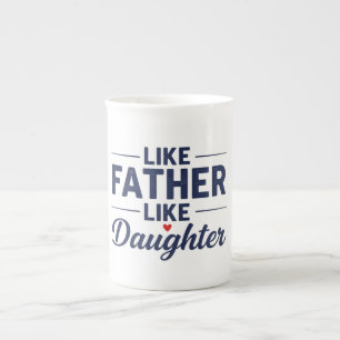 Likadan far och dotter Textdesign Benporslin Mugg