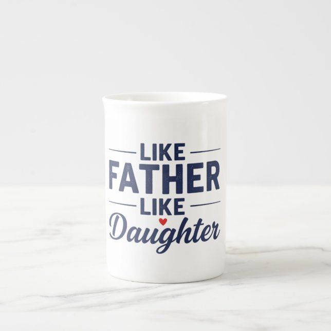 Likadan far och dotter Textdesign Benporslin Mugg (Framsidan)