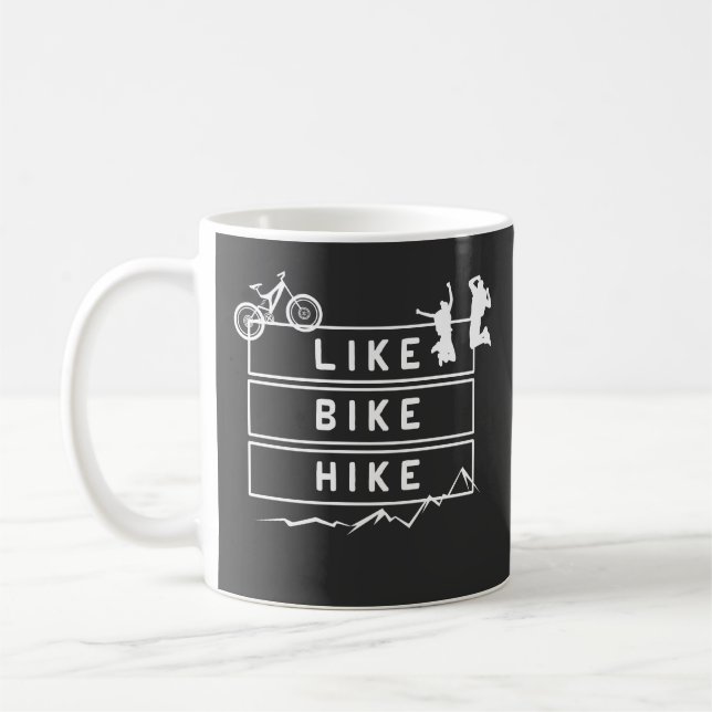 Like Bike Hike Berge Wandern Kaffemugg (Vänster)