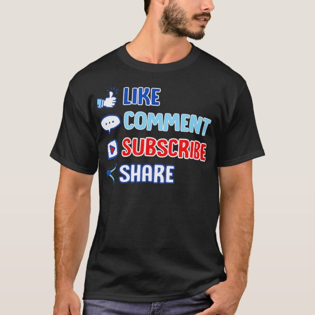 Like Comment Subscribe Cute Vlogger Streamer Gift  T Shirt (Framsida)