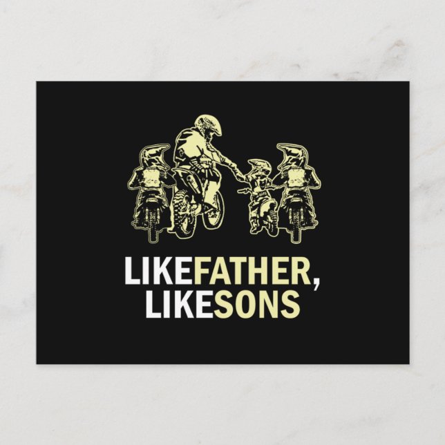 Like Father Like Sons Motocross Dirt Bike Gift Vykort (Framsida)