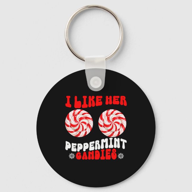 Like Her Peppermint Candies Like His Candy Cane Xm Nyckelring (Framsida)