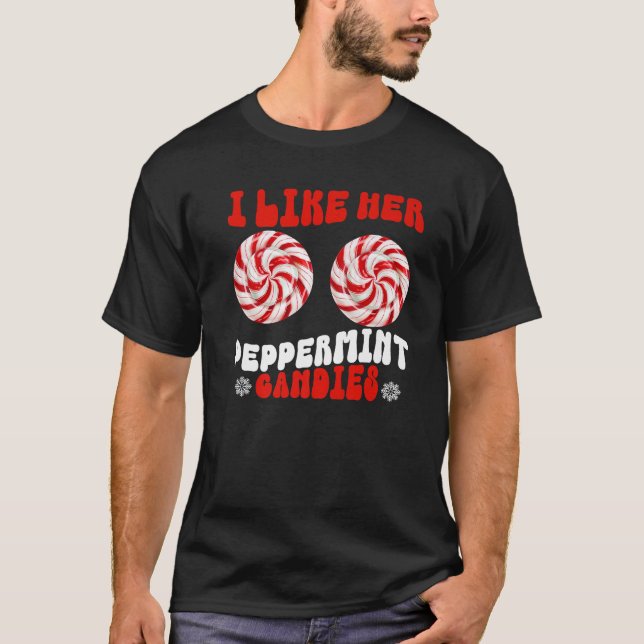 Like Her Peppermint Candies Like His Candy Cane Xm T Shirt (Framsida)