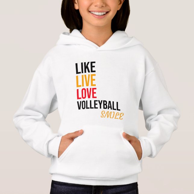 like,live,love volleyball,smile t shirt (Framsida)