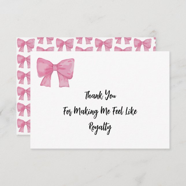  Like Royalty | Pink Bow Card Tack Kort (Fram/baksida)